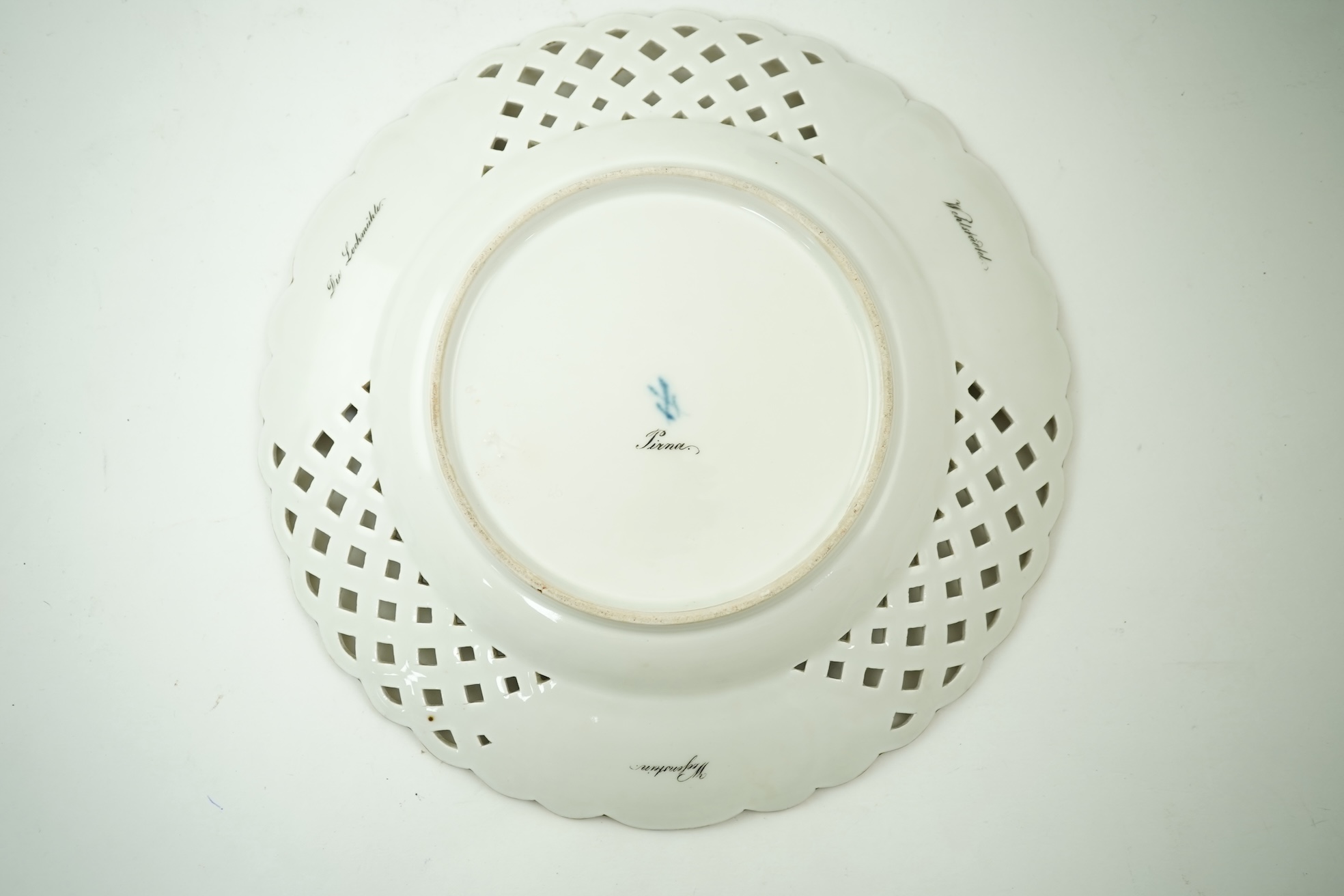 A Meissen topographical reticulated dresser plate, 19th century